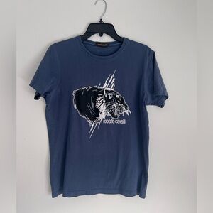 Roberto Cavalli Blue Graphic T-Shirt L